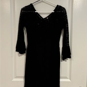 Free People Black Crochet Knit  Cotton Dress, Size XS